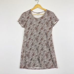 Lands' End Brown Cheetah Print Short Sleeve Tunic Top Dress Womens Sz‎ Small 4 6